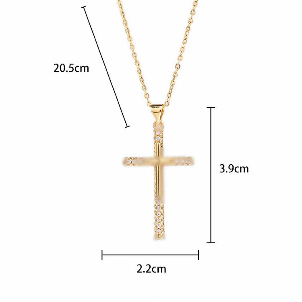 Wholesale Chic Hip Hop Cross Necklace Gold Plated Copper With Zircon Fashion Accessory For Women Boutique Resale Gift