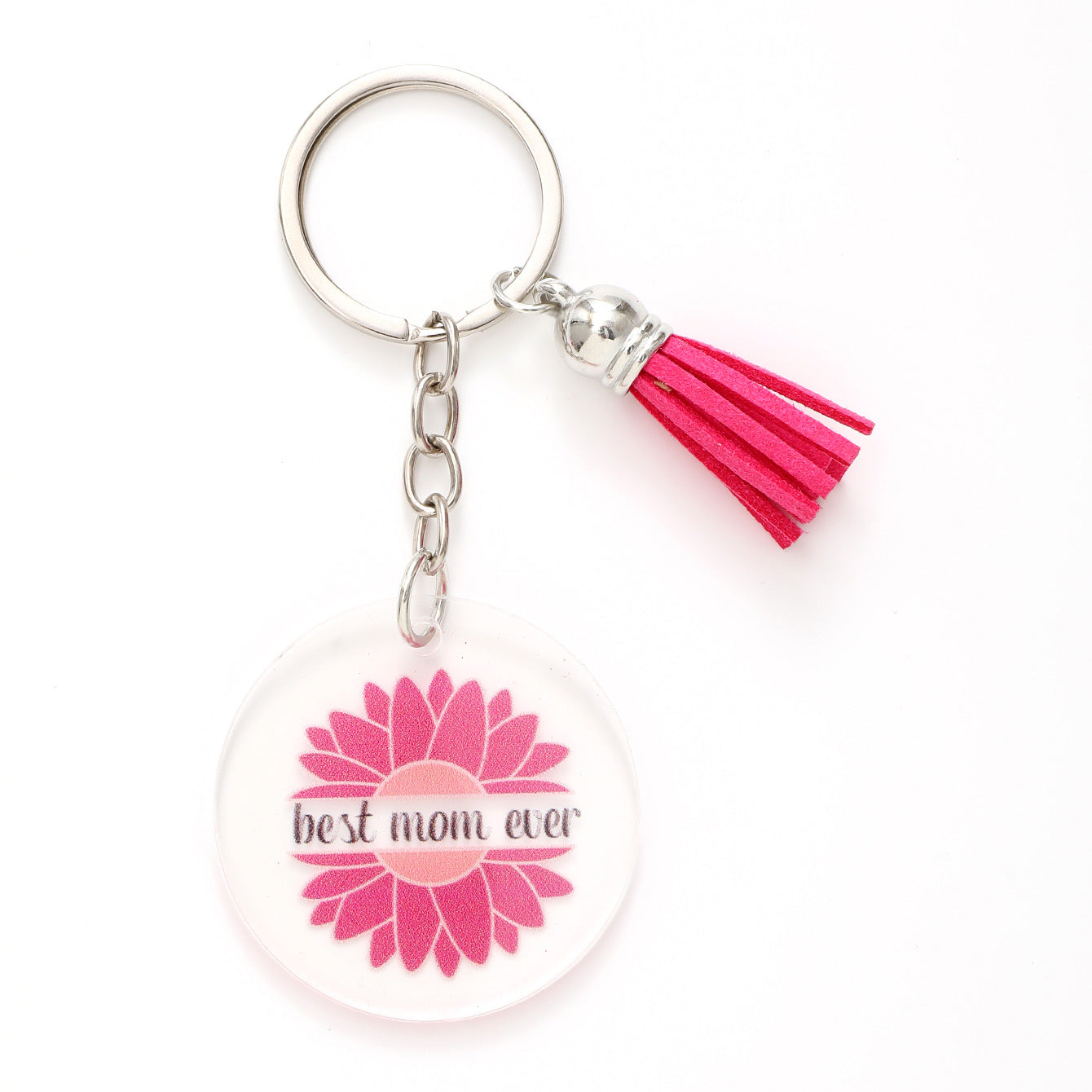 Wholesale Acrylic English Flower Red Tassel Leopard Print Keychain ACC-KC-YTian028