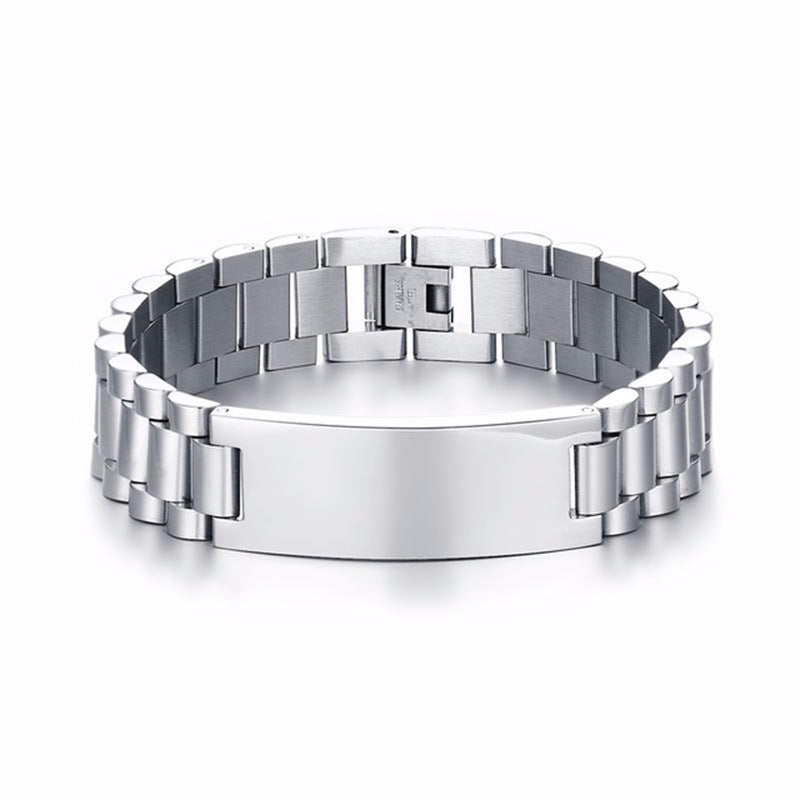 Wholesale 15MM Stainless Steel Men's Titanium Steel Bracelet Adjustable Bracelet ACC-BT-Qiaoa001