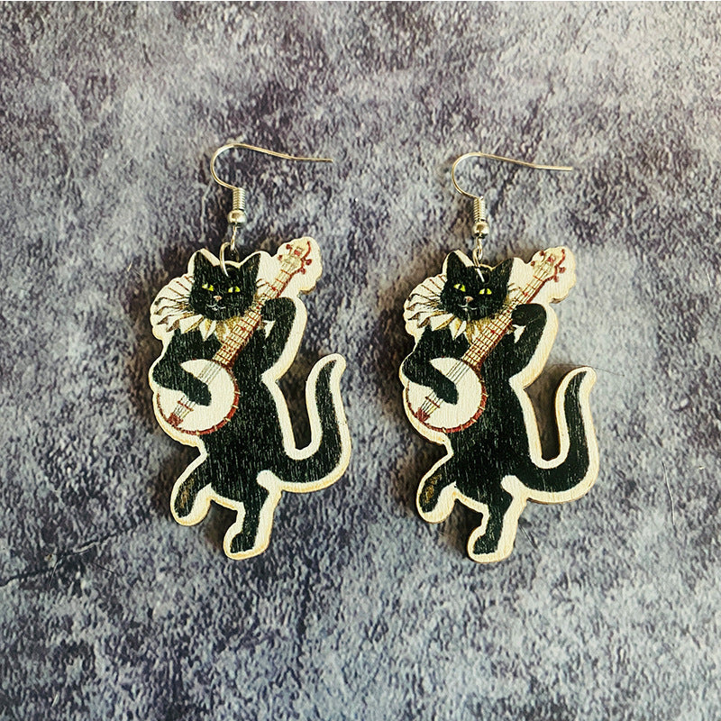 Wholesale   Horror Evil Ghost Black Cat Pumpkin Earrings