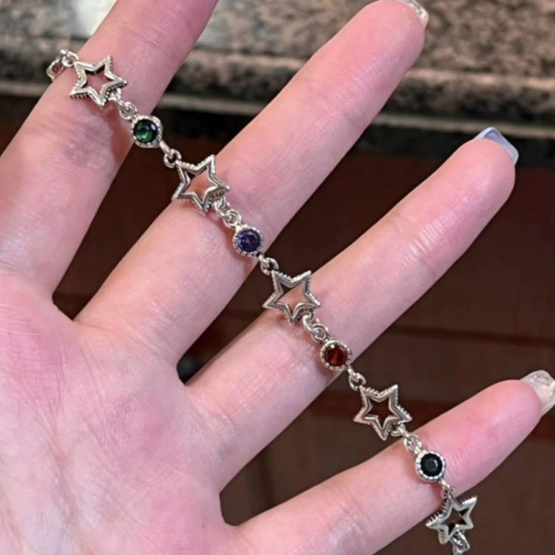 Wholesale Copper Electroplated Five-Pointed Star Bracelet Vintage Y2K Women' s Fashion Accessory