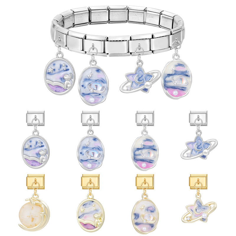 Wholesale Italian Charm Bracelet 9mm DIY Splicing Creative Pendant Stainless Steel Composable Bracelet