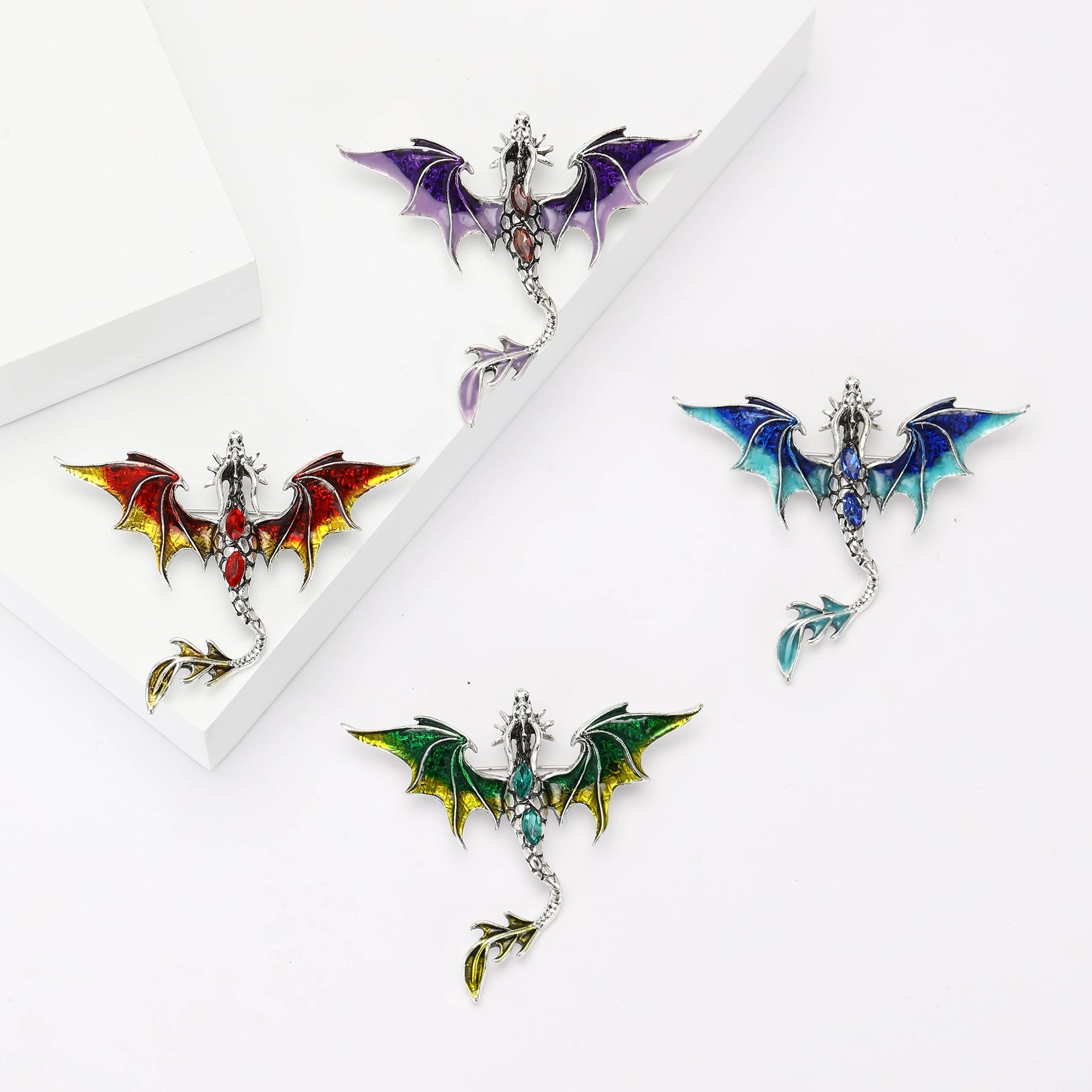 Wholesale Red Enamel Dragon Brooch Pin For Women Stylish Coat Accessory Trendy Everyday Jewelry