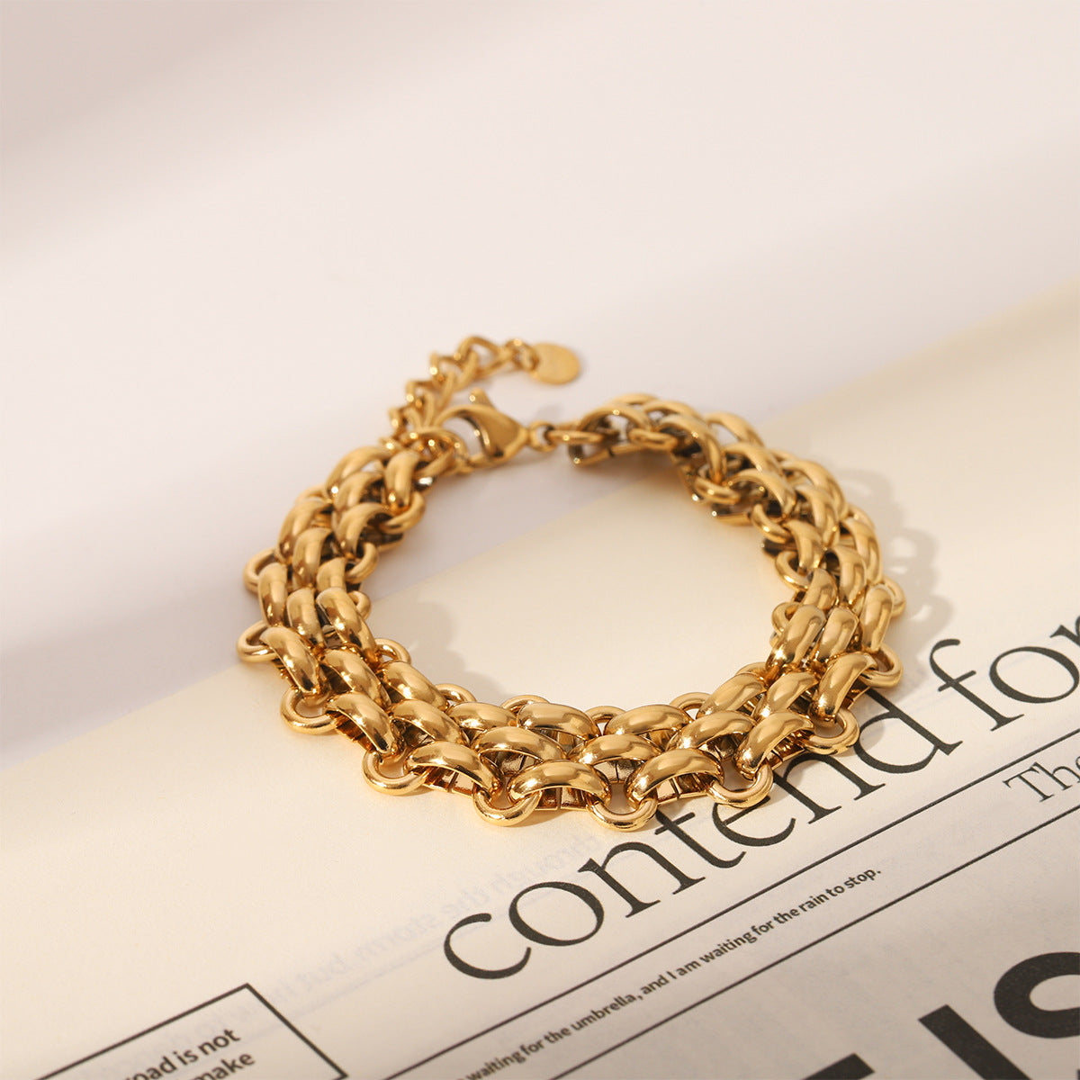 Wholesale Woven Chain Titanium Steel Bracelet Light Luxury High Sense Waterproof Color-free Bracelet