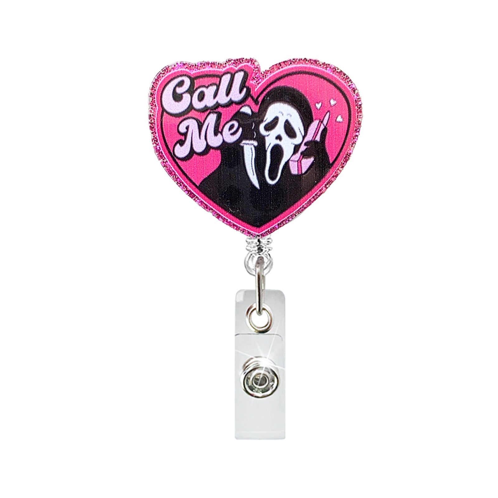 Wholesale ABS Retractable Badge Reel with  Ghost Skull Design - Stylish ID Holder for Office or Bag Charm
