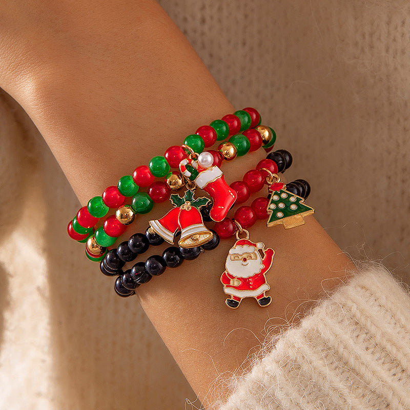 Wholesale Christmas Jewelry Cute Bell Elk Snowman Bracelet Set ACC-BT-YongGe007