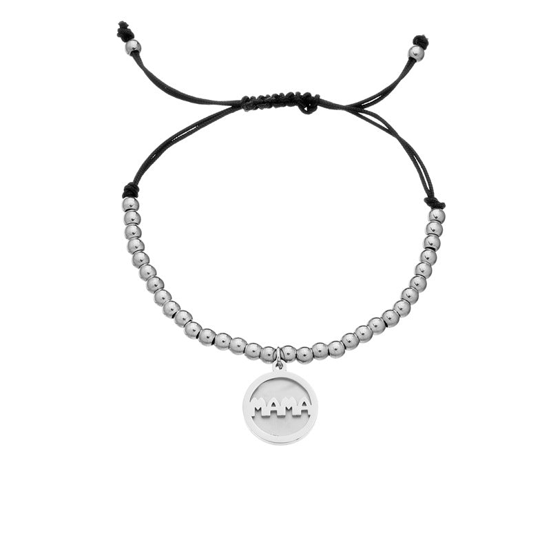 Wholesale MAMA Mother's Day Round Plate Letter Stainless Steel Braided Bracelet