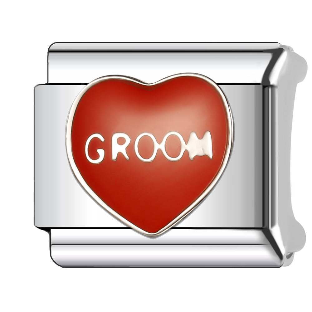 Wholesale Italian Charm Bracelet 9mm DIY Splicing Red Series Stainless Steel Composable Bracelet