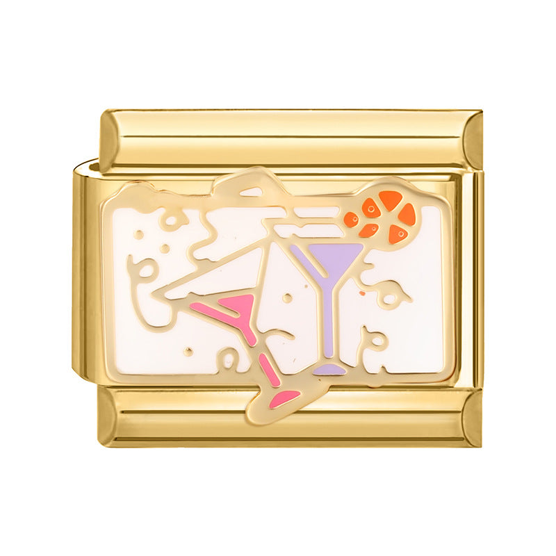 Wholesale Italian Charm Bracelet 9mm DIY Splicing Gold Creative Pattern Stainless Steel Composable Bracelet