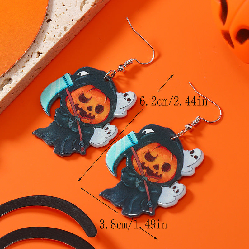 Wholesale Pumpkin Ghost Halloween Party Acrylic Funny Earrings ACC-ES-Haoc002