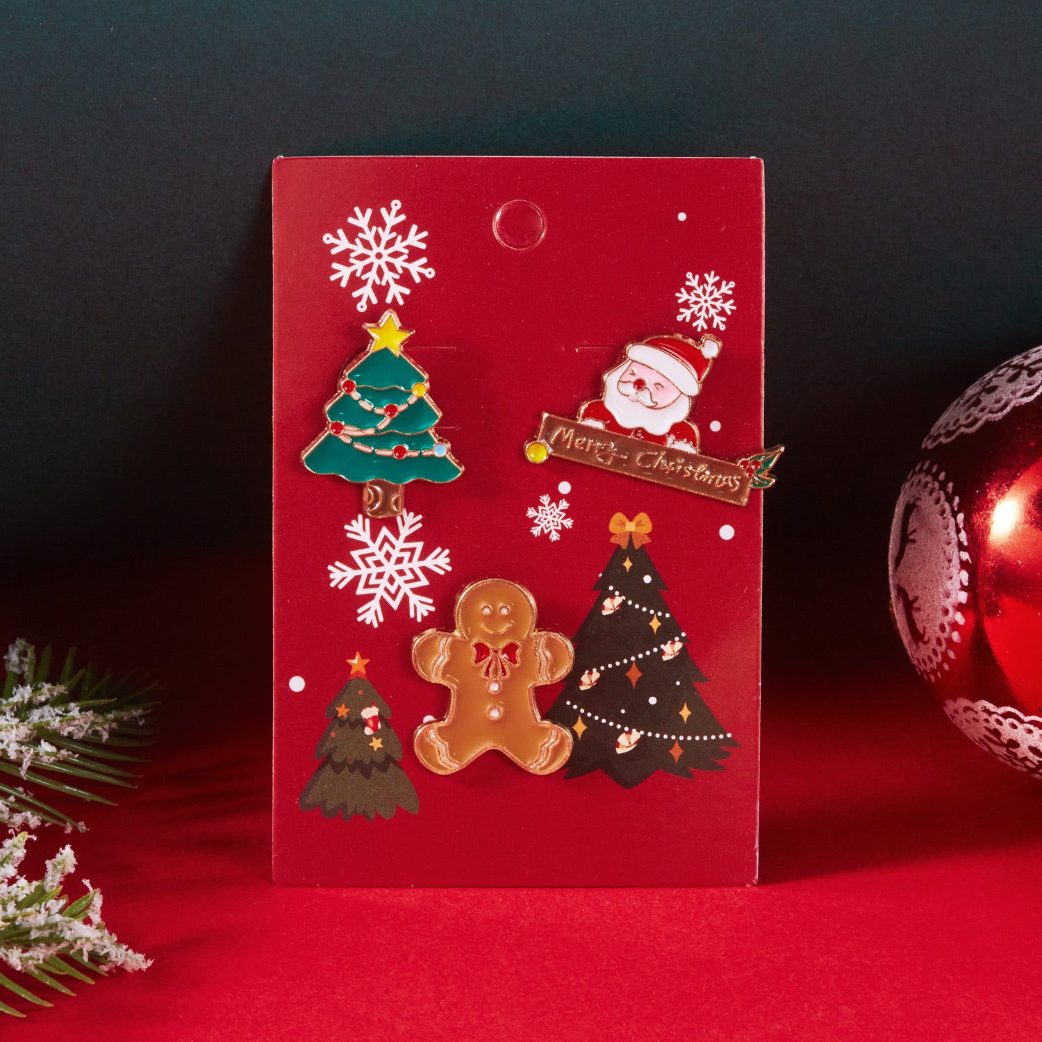 Wholesale Elk Christmas Tree Snowflake Brooch 3-Piece Set