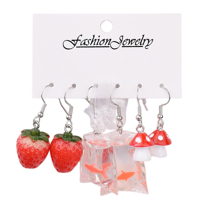 Wholesale Cartoon Butterfly Frog Strawberry Yellow Duck Acrylic Earrings Set