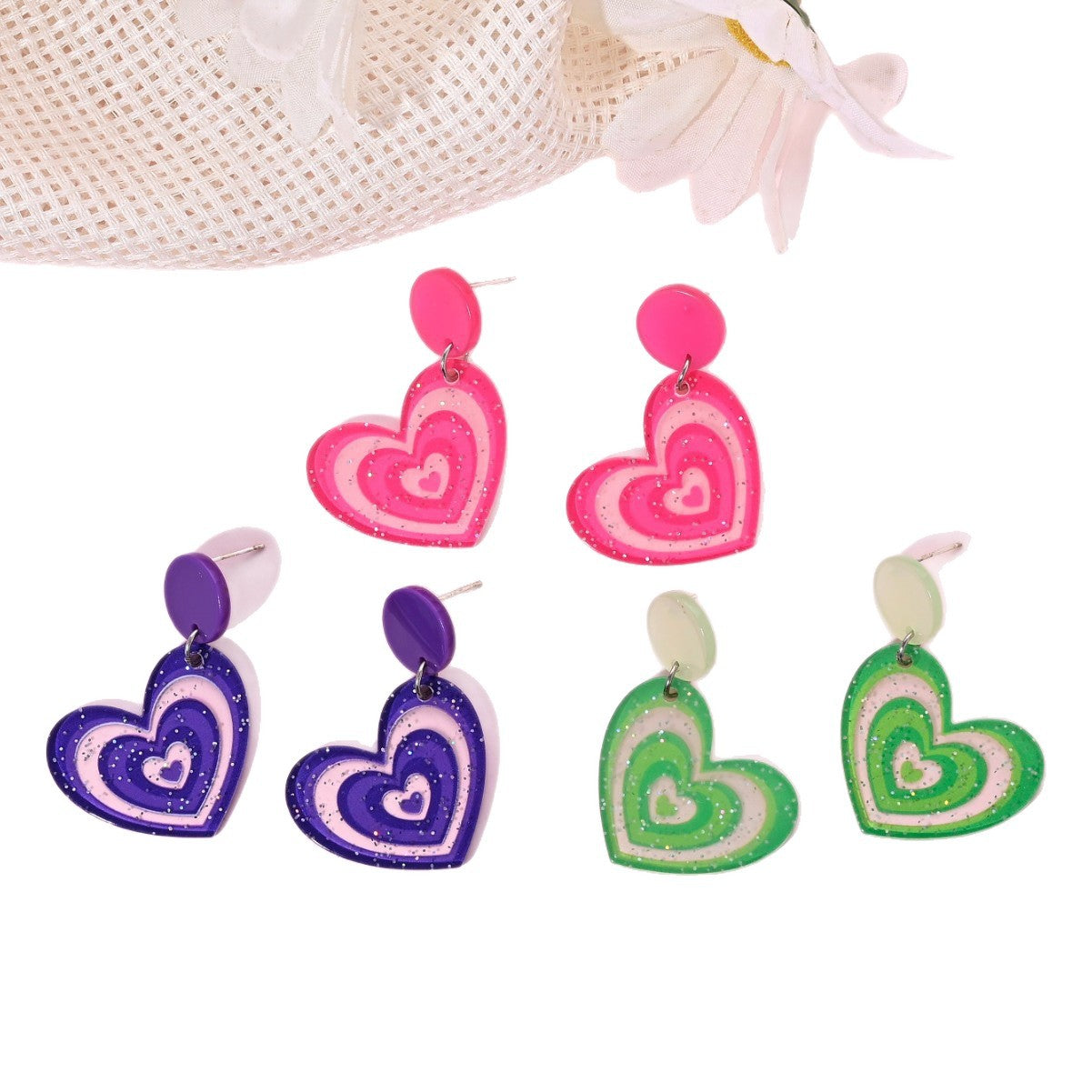 Wholesale Acrylic Heart Earrings