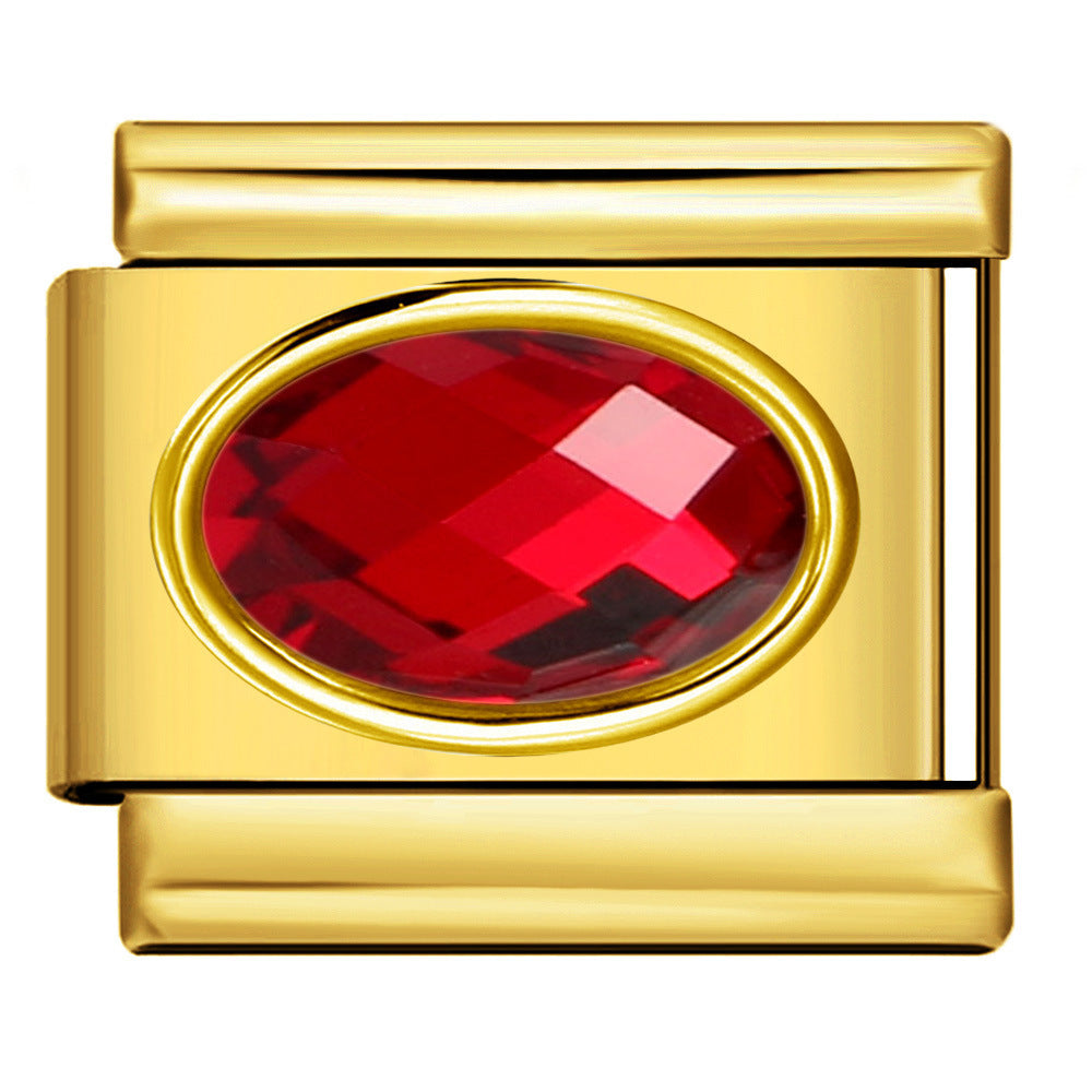 Wholesale  Italian module Gold-bottomed oval colored stone bracelet