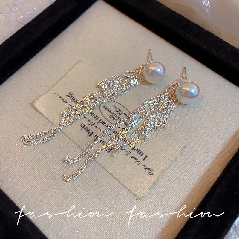 Wholesale  Pearl Tassel Earrings Light Luxury  Long Earrings