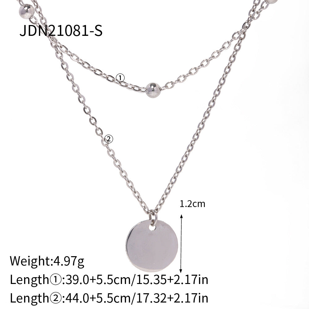Wholesale Stainless steel double-layered ball chain pendant necklace