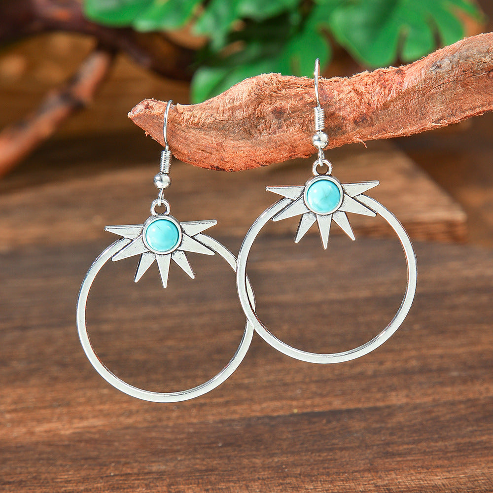 Wholesale Bohemian Turquoise Earrings Zinc Alloy Fashion Accessory Gift for Women