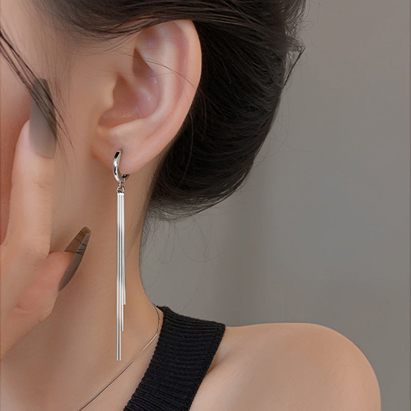 Wholesale Copper Electroplated Snake Bone Tassel Earrings Elegant Korean Style Face Slimming Design Boutique Resale