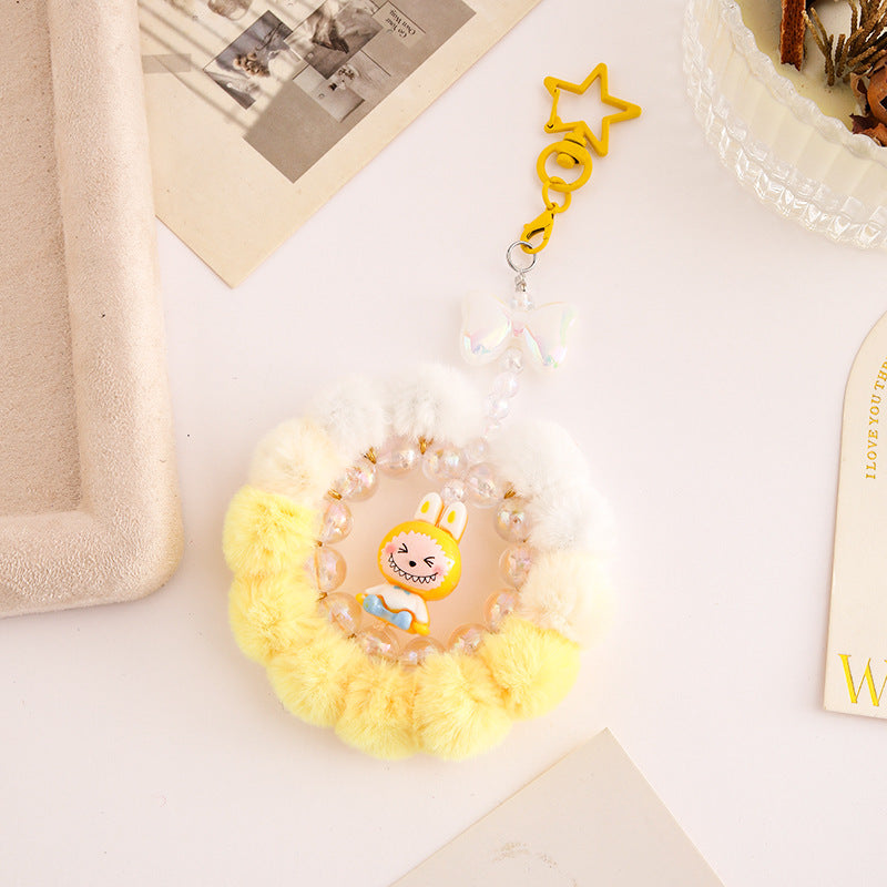 Wholesale Cartoon  Handmade Pom-Pom Beaded  Keychain  ACCVIP