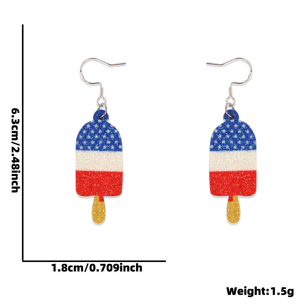 Wholesale Independence Day Earrings  Flag Pentagram Pendant Earrings