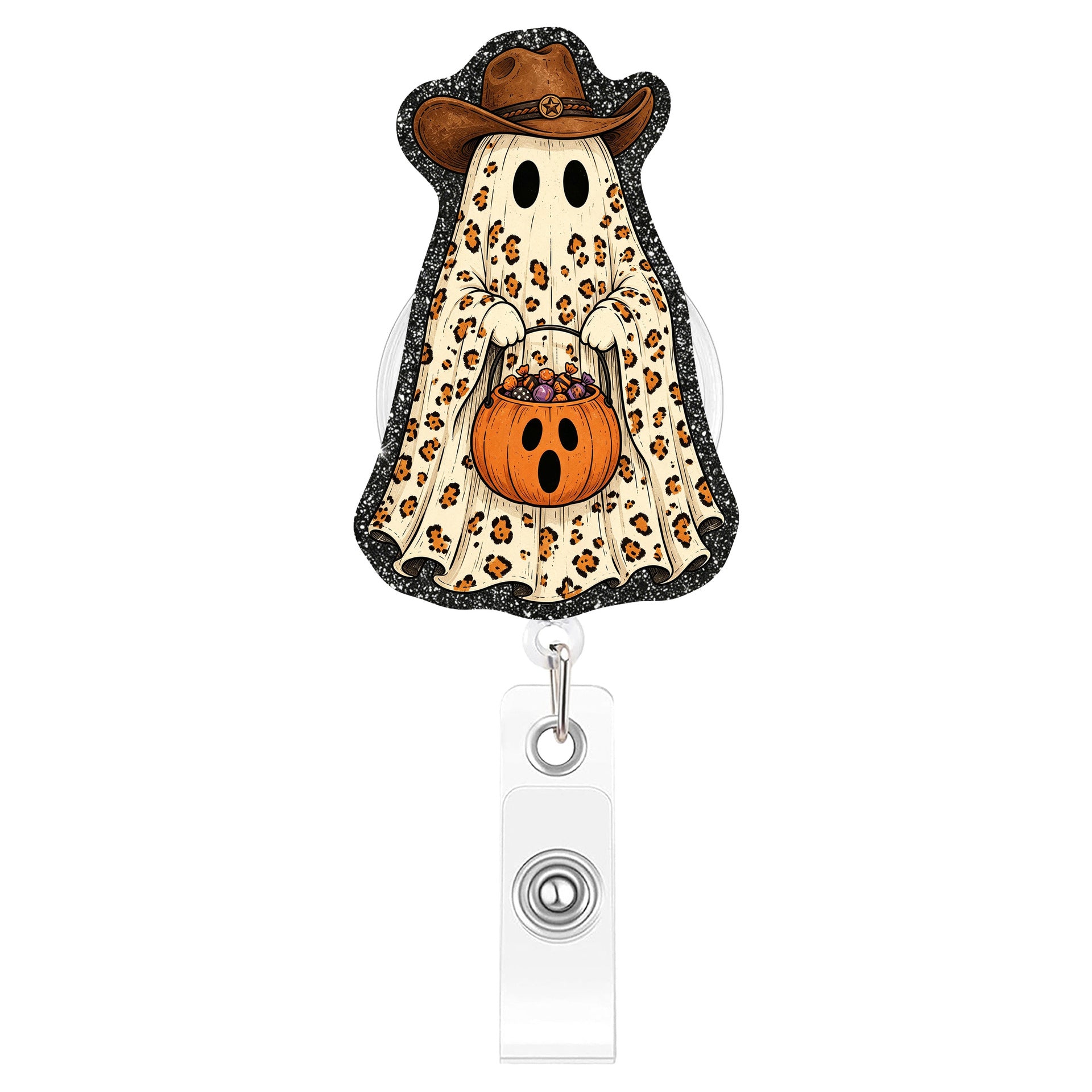 Wholesale Retractable Badge Holder With Leopard Print  Ghost Design For Office Party Bag Charm And Car Key Accessory