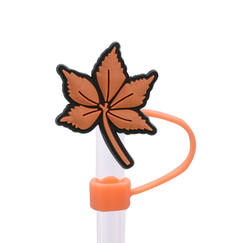 Wholesale Random 100pcs Autumn Series PVC Soft Straw Tube Cap