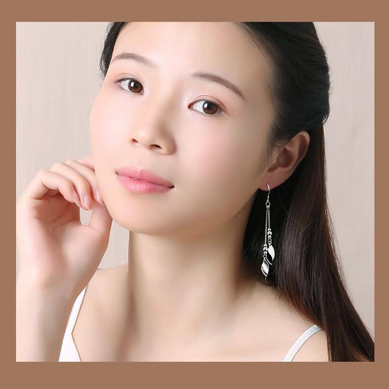 Wholesale sterling silver long maple leaf earrings