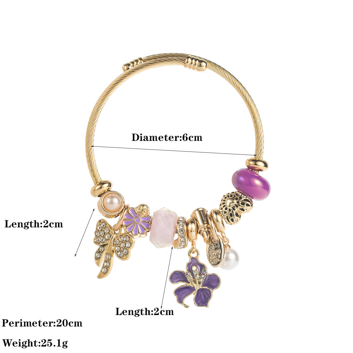 Wholesale Flower Butterfly Bow Alloy DIY Charm Bracelet Jewelry Accessory For Gift Boutique Resale