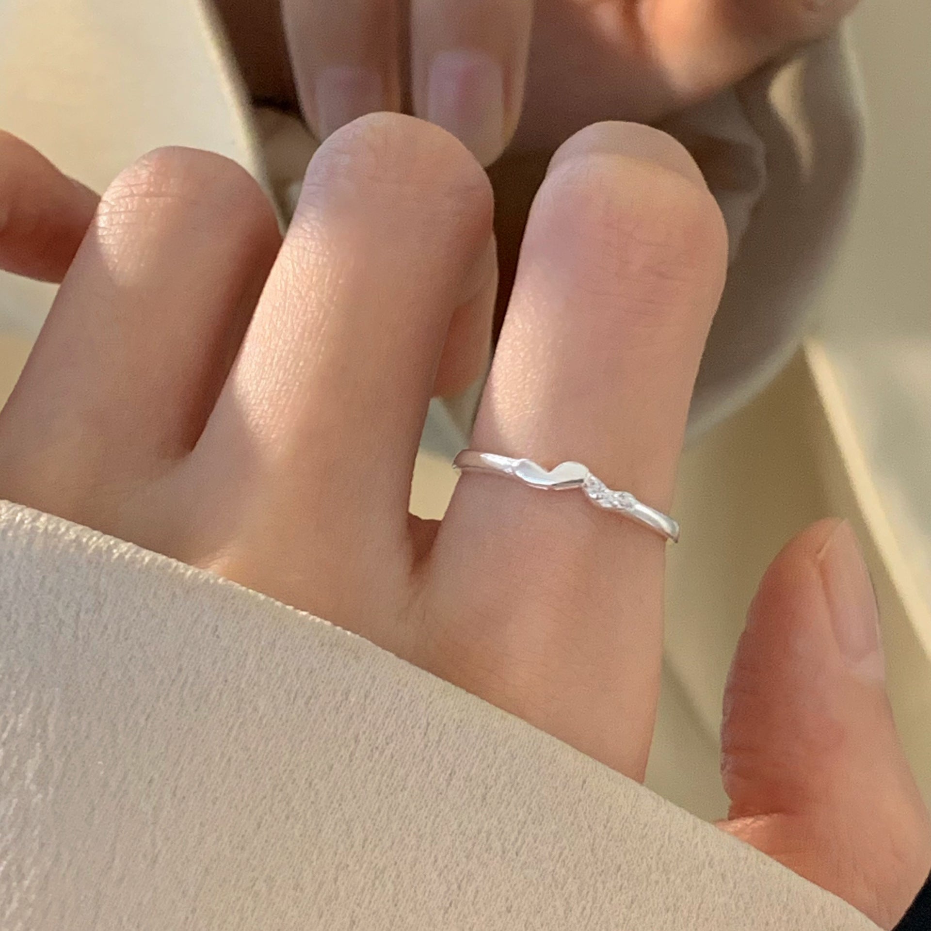 Wholesale Butterfly Pearl Ring 925 Sterling Silver Open Adjustment Index Finger Ring ACC-RS-Yues012