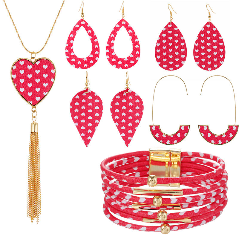 Wholesale Valentine's Day pink heart series earrings necklaces jewelry