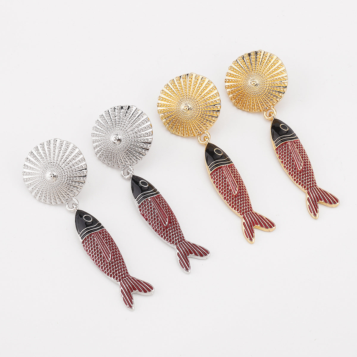 Wholesale Bohemian Personality Enamel Fish Pendant Earrings