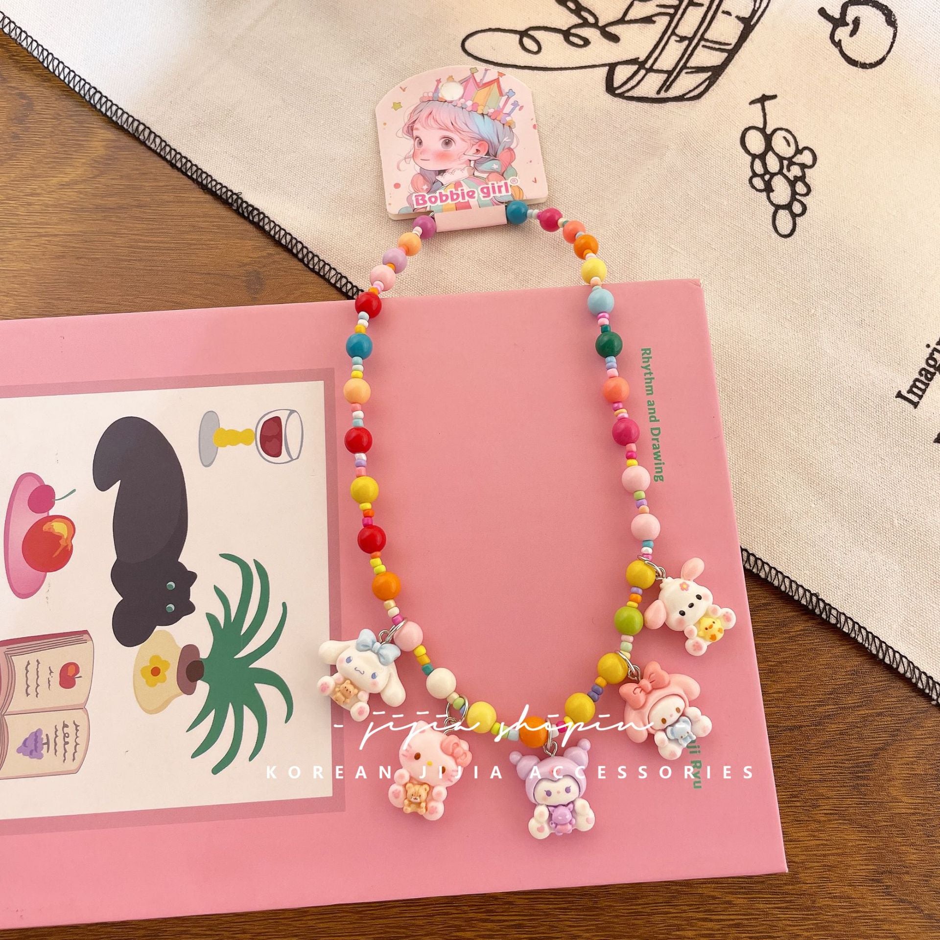 Wholesale Colorful cartoon Christmas beaded necklace