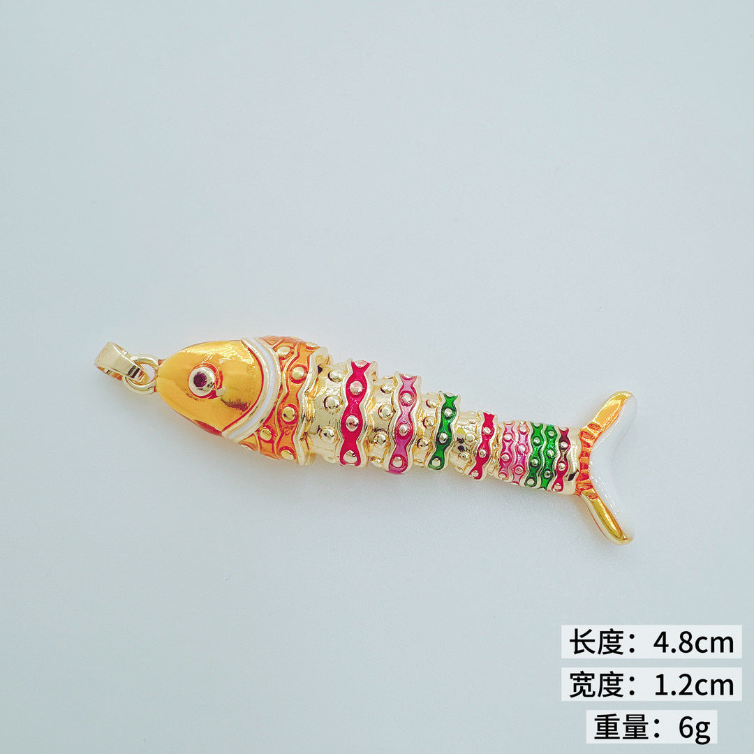 Wholesale Ocean Series 3D Koi Fish Pendant Necklace Copper Electroplated Fashion Accessory Gift