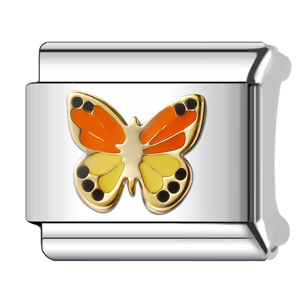 Wholesale Italian Charm Bracelet 9mm DIY Splicing Butterfly Stainless Steel Composable Bracelet