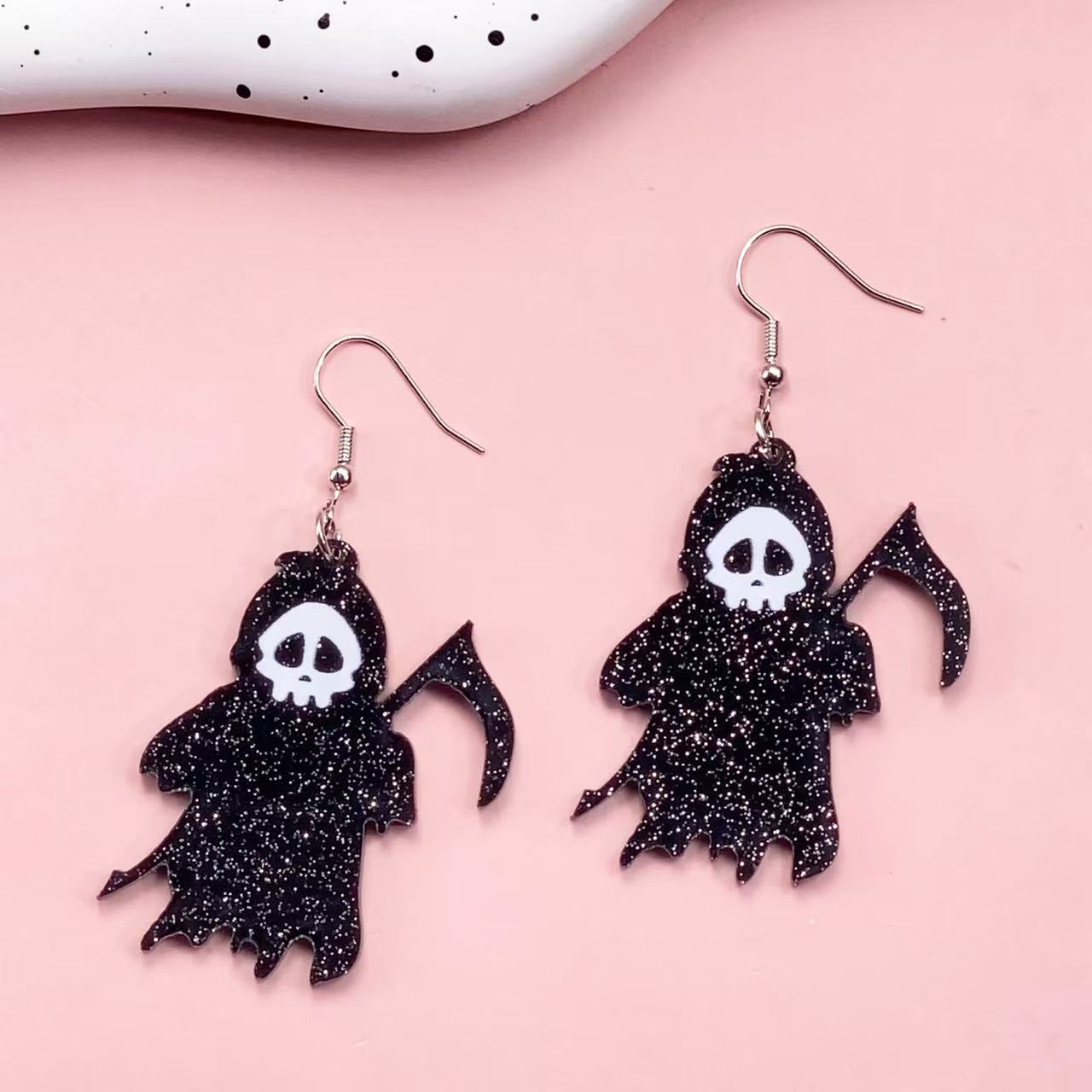 Wholesale  Halloween Cute Cat Acrylic Pumpkin Ghost Skull Earrings