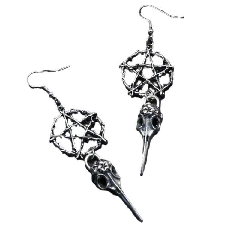 Wholesale Skull Crown Hollow Five-pointed Star Goth Theme Alloy Pendant Earrings ACC-ES-MLR002