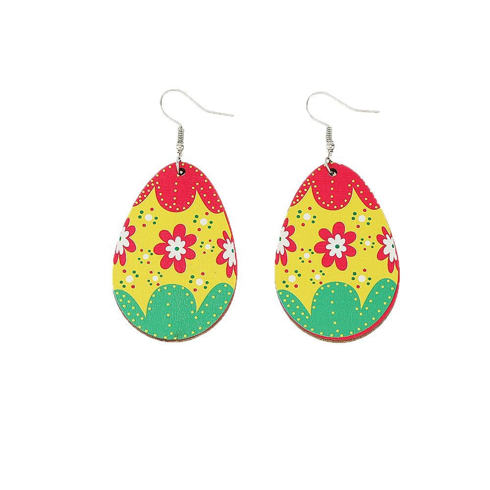 Wholesale Wooden Egg Earrings Easter  Ear Jewelry