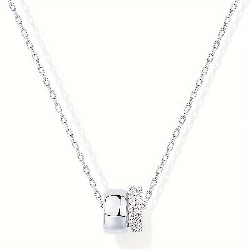 Wholesale Retro Creative Diamond-Encrusted Double-Ring Necklace