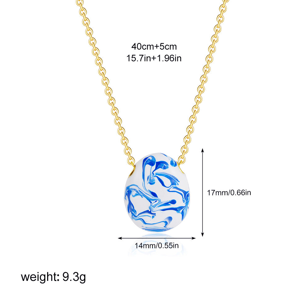 Wholesale Blue and White Porcelain Stainless Steel Colored Enamel Oil Earrings