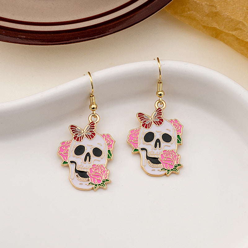 Wholesale Halloween Rose Skull Earrings ACC-ES-MDD046