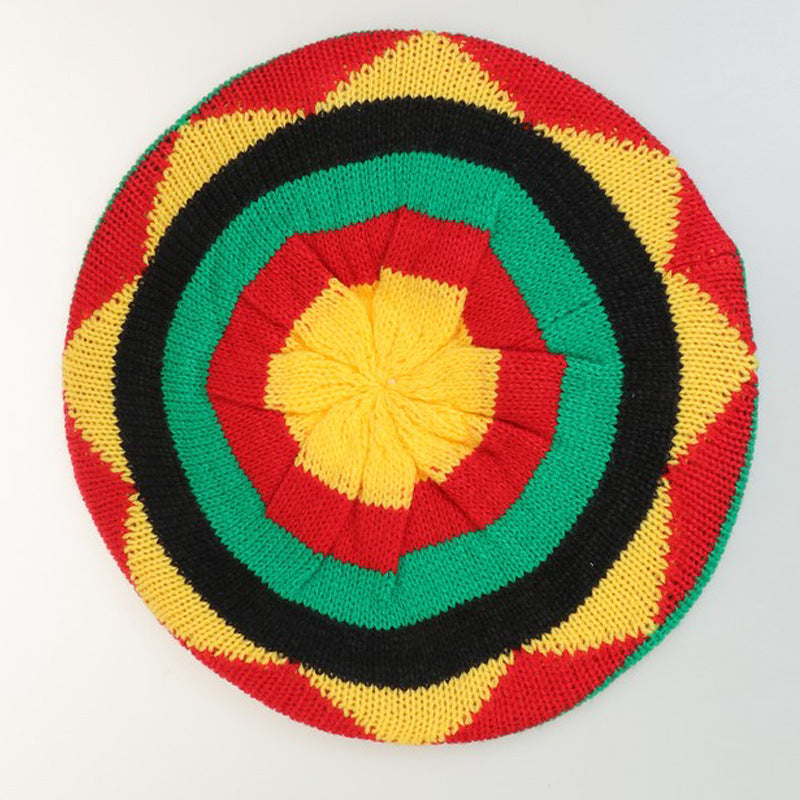 Wholesale Striped knitted hat rainbow hat  wool knitted hat