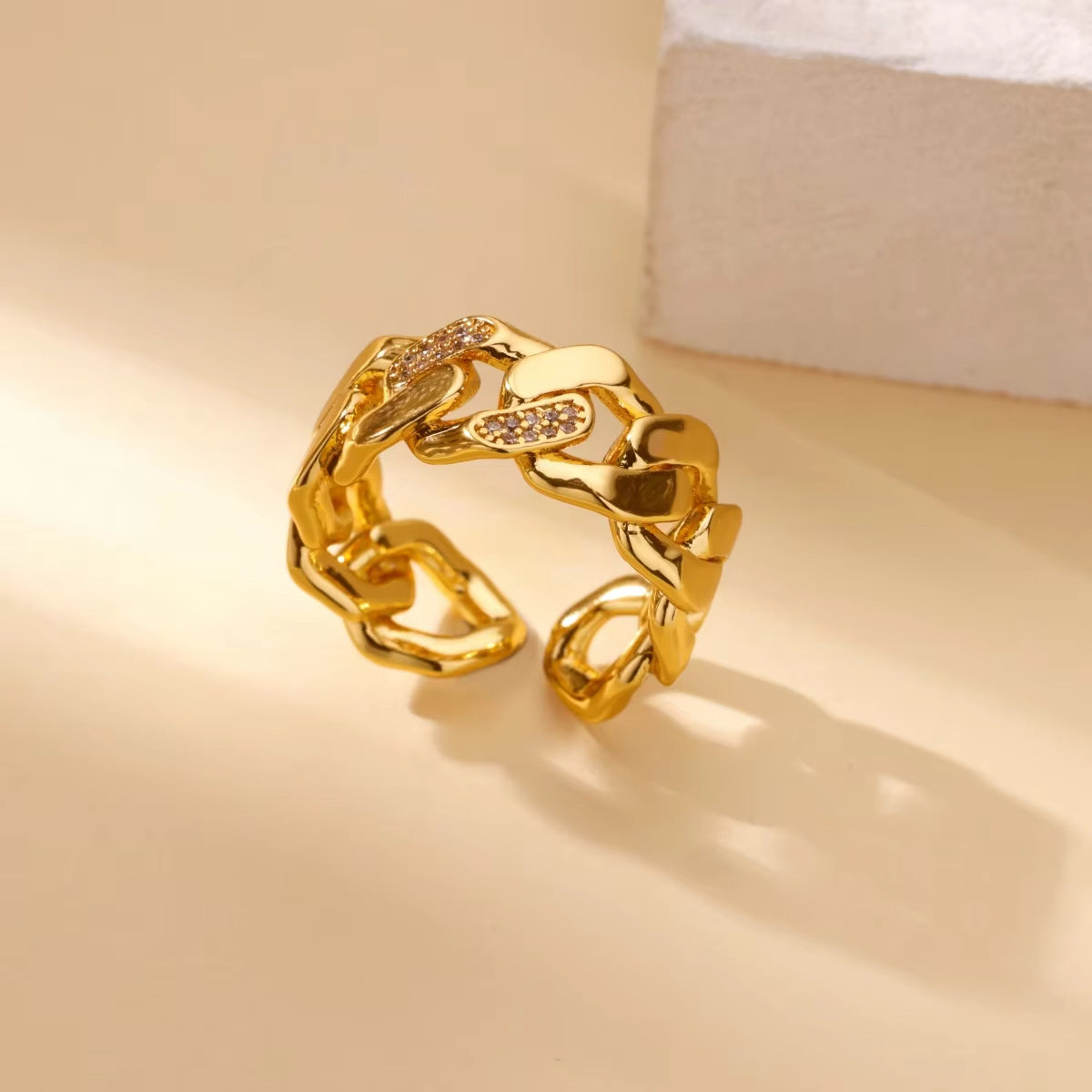 Wholesale Stainless steel zircon adjustable heart flower and butterfly ring