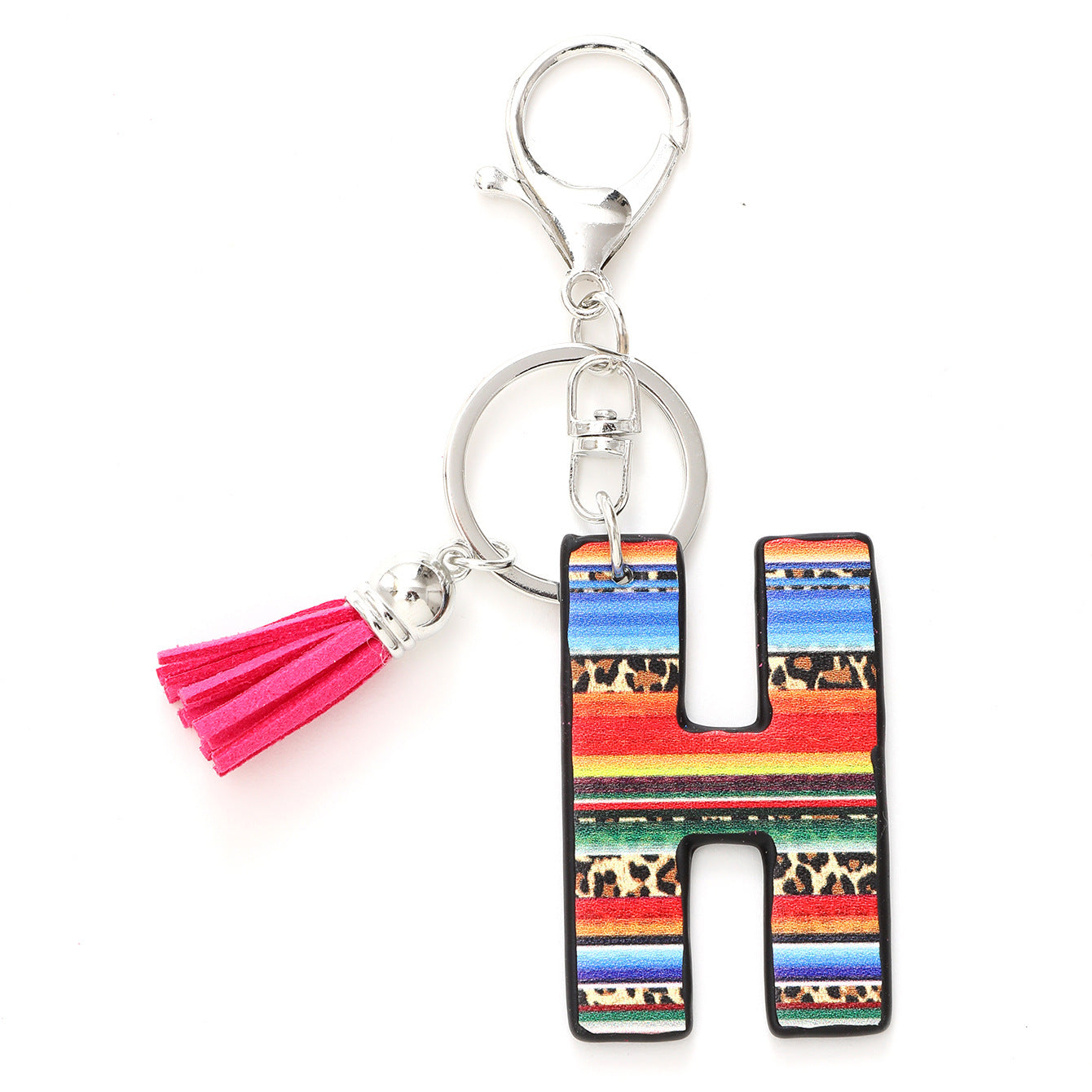 Wholesale Western Style Aztec Leopard Leather Letter Tassel Keychain ACC-KC-YTian009