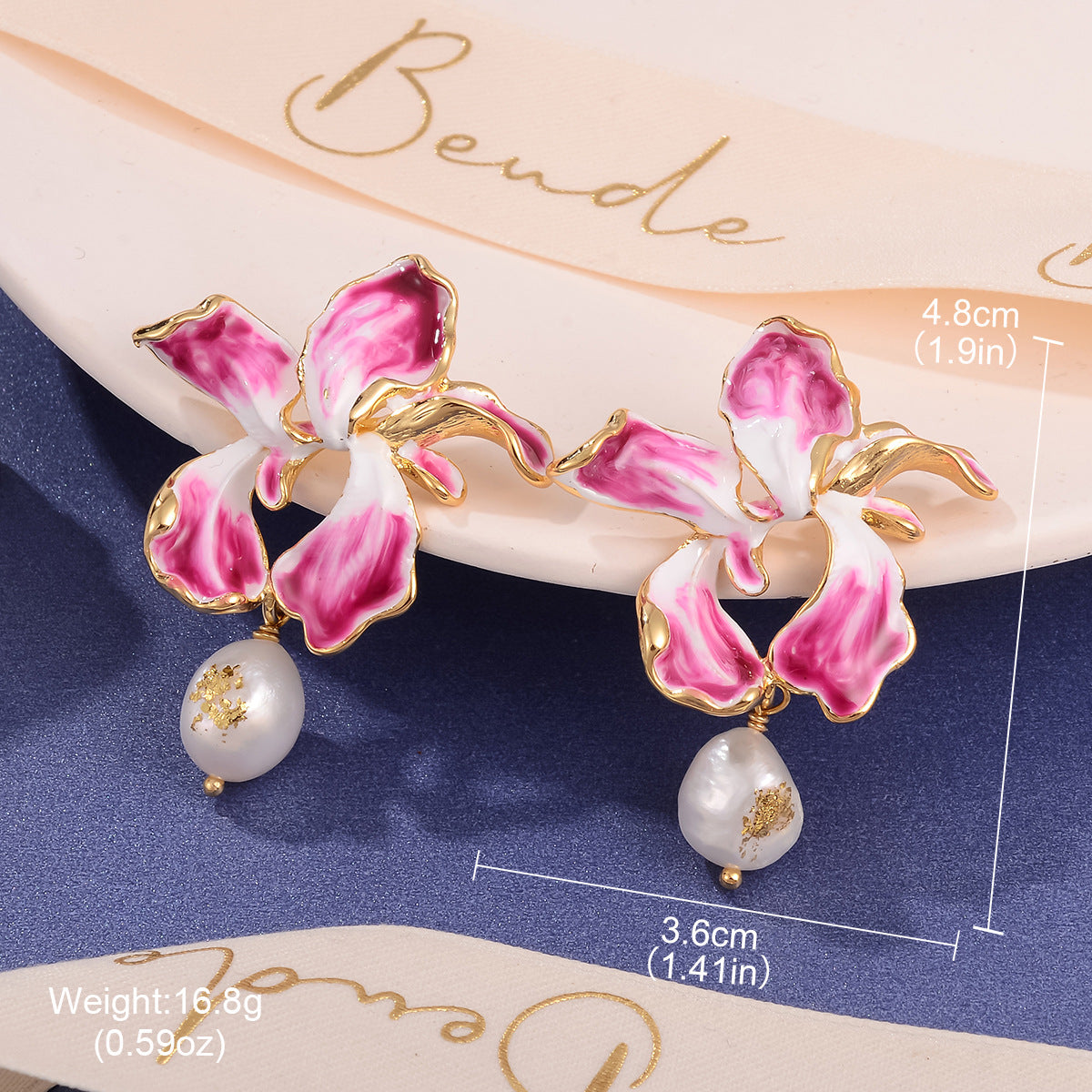 Wholesale Colorful Pearl Flower Enamel Drop Oil Fashionable Earrings