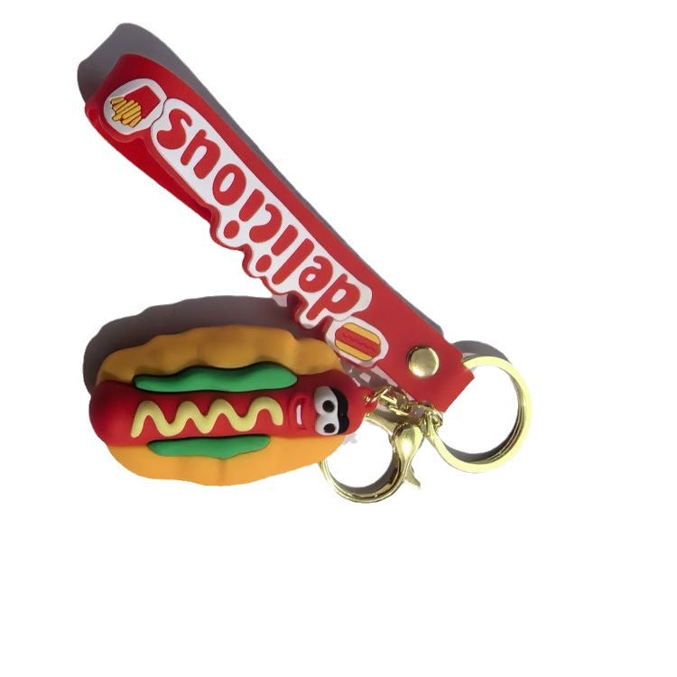 Wholesale PVC Cute Fries Burger Keychain Lanyard Keychain ACC-KC-AiLe003
