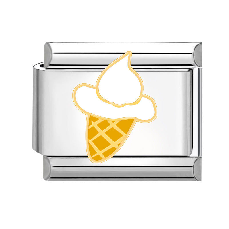 Wholesale Italian Charm Bracelet 9mm DIY Splicing Cute Creative Ice Cream Stainless Steel Composable Bracelet