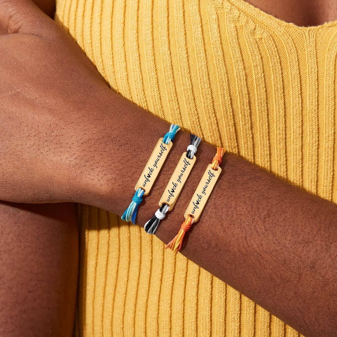 Wholesale 18k Gold Plated Stainless Steel Power Phrase Color Rope Bracelet