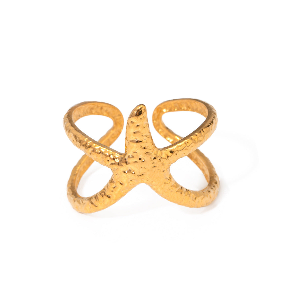 Wholesale 18k gold stainless steel starfish opening ring
