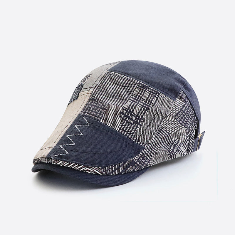 Wholesale Patchwork Plaid Cap Visor Retro Beret Hat ACC-HT-YangGuan007