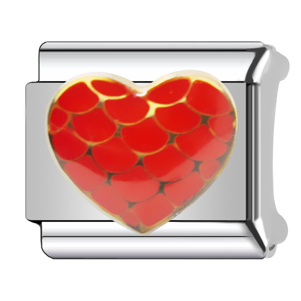 Wholesale Heart-Shaped Italian Module Bracelet Stainless Steel Dripping Oil Fashion Jewelry Accessory Gift